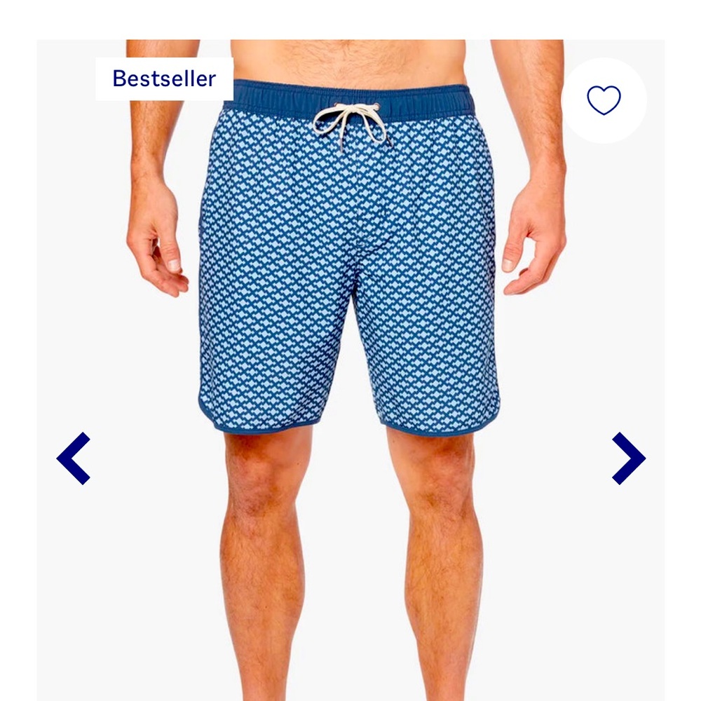 Fair Harbor Blue Board Shorts with Geometric Pattern XXL